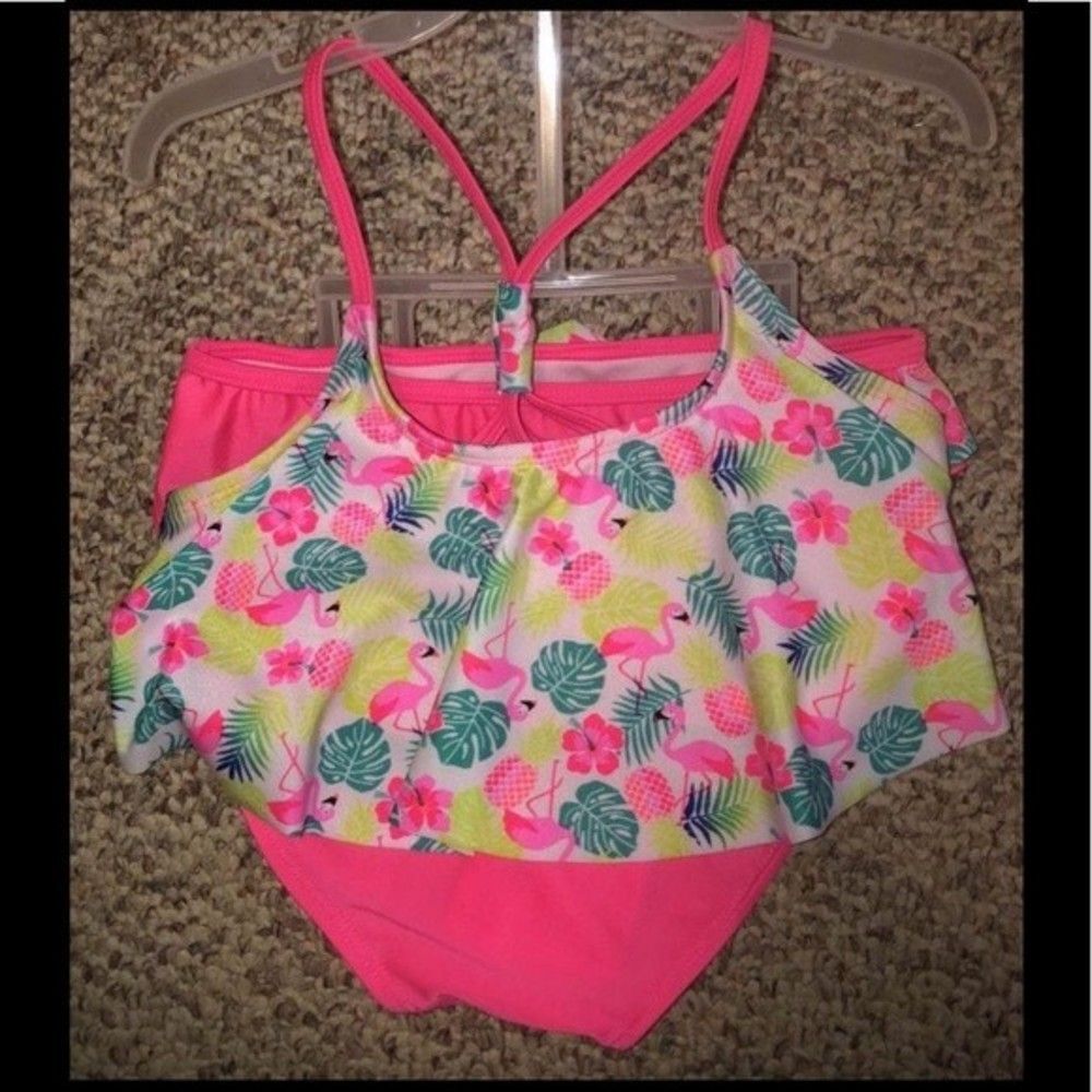 Real Love Sz XS (4/5) Girls Tropical Flamingo Bikini Swimsuit NEW NWT